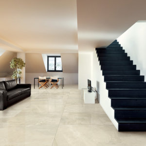 Interior, beautiful loft, hardwood floor, view living room